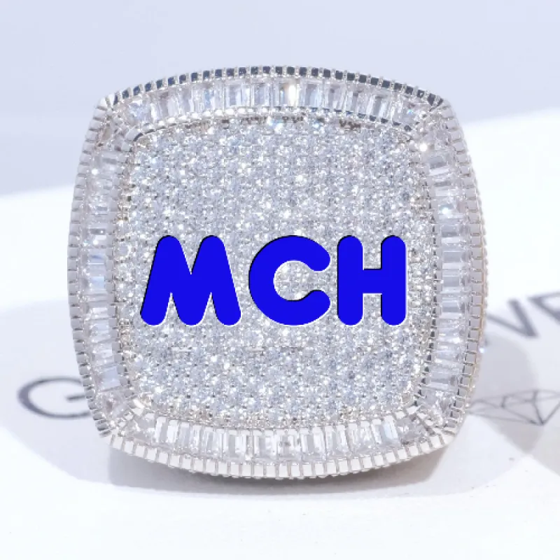 CUSTOM LETTER 3D ICED RING sold by The GUU Shop