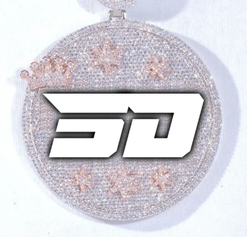 CUSTOM LETTER NECKLACE 3D BIG CROWN DISC sold by The GUU Shop