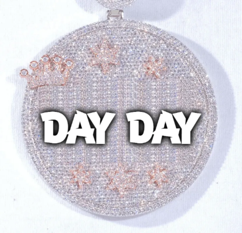 CUSTOM LETTER NECKLACE 3D BIG CROWN DISC sold by The GUU Shop