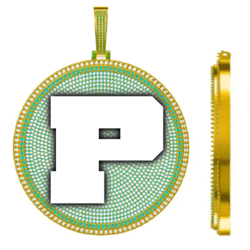 CUSTOM LETTER NECKLACE 3D BIG DISC sold by The GUU Shop