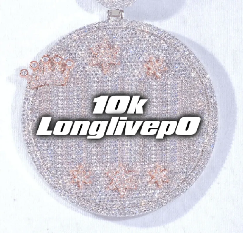 CUSTOM LETTER NECKLACE 3D BIG CROWN DISC sold by The GUU Shop