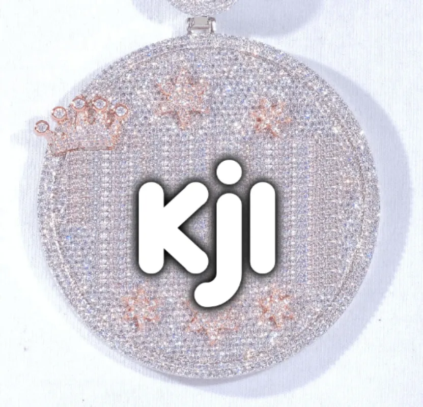 CUSTOM LETTER NECKLACE 3D BIG CROWN DISC sold by The GUU Shop