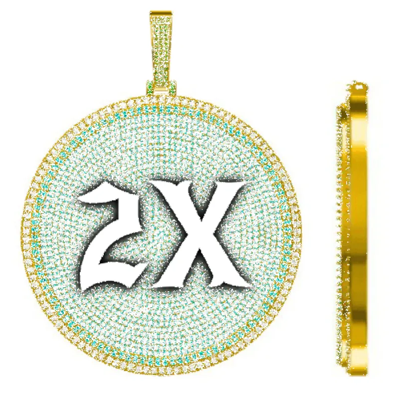 CUSTOM LETTER NECKLACE 3D BIG DISC sold by The GUU Shop