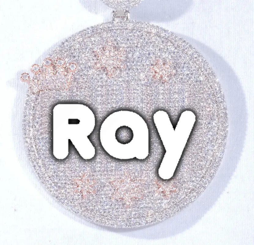 CUSTOM LETTER NECKLACE 3D BIG CROWN DISC sold by The GUU Shop