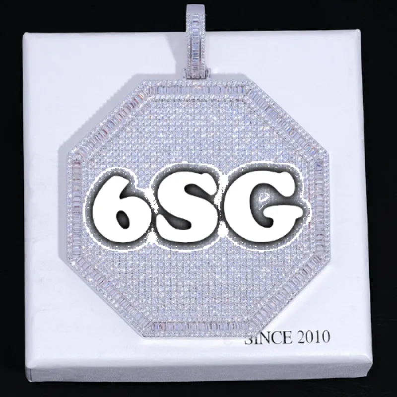 CUSTOM LETTER NECKLACE 3D BIG OCTAGON sold by The GUU Shop