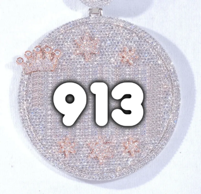 CUSTOM LETTER NECKLACE 3D BIG CROWN DISC sold by The GUU Shop