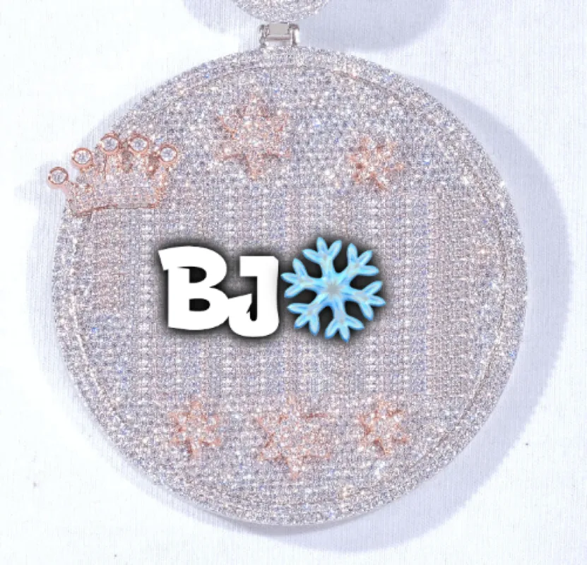 CUSTOM LETTER NECKLACE 3D BIG CROWN DISC sold by The GUU Shop