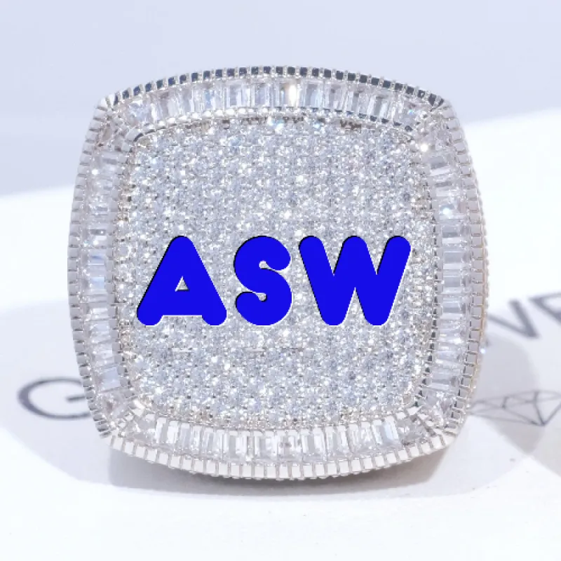 CUSTOM LETTER 3D ICED RING sold by The GUU Shop