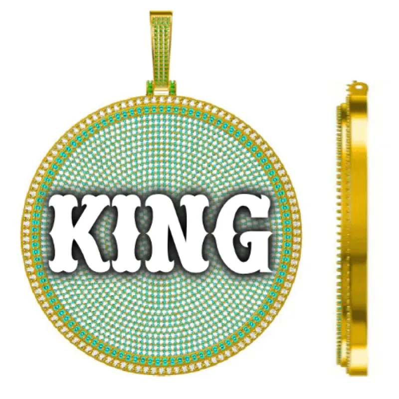 CUSTOM LETTER NECKLACE 3D BIG DISC sold by The GUU Shop