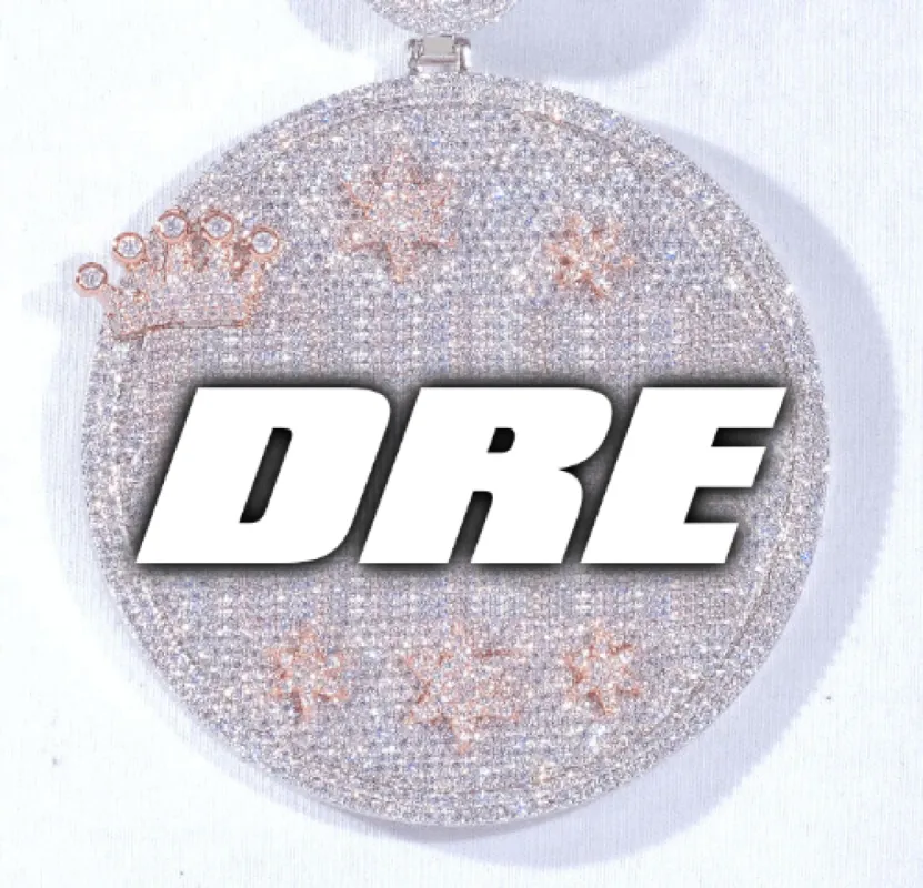 CUSTOM LETTER NECKLACE 3D BIG CROWN DISC sold by The GUU Shop