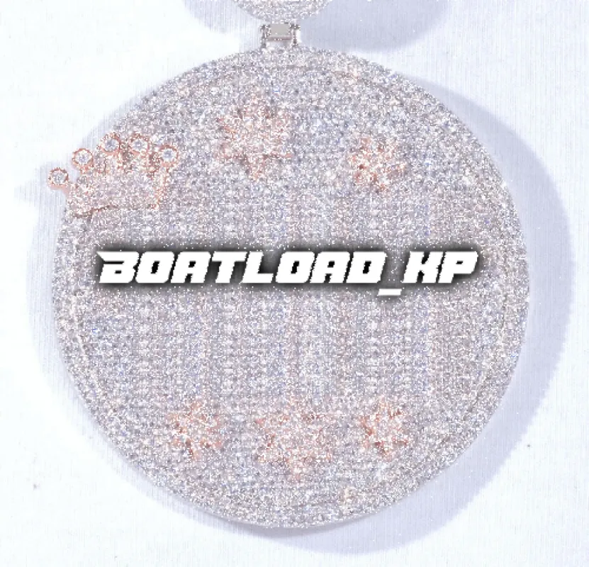 CUSTOM LETTER NECKLACE 3D BIG CROWN DISC sold by The GUU Shop