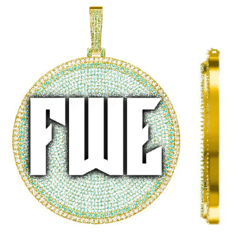 CUSTOM LETTER NECKLACE 3D BIG DISC sold by The GUU Shop