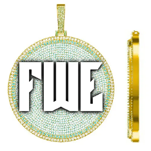 CUSTOM LETTER NECKLACE 3D BIG DISC sold by The GUU Shop