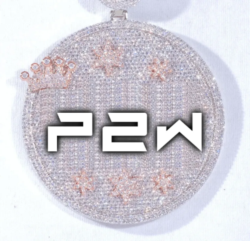 CUSTOM LETTER NECKLACE 3D BIG CROWN DISC sold by The GUU Shop