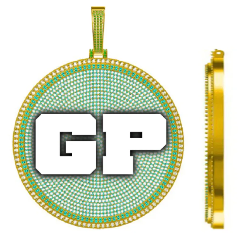 CUSTOM LETTER NECKLACE 3D BIG DISC sold by The GUU Shop