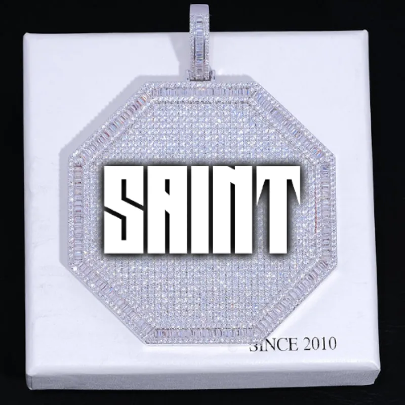 CUSTOM LETTER NECKLACE 3D BIG OCTAGON sold by The GUU Shop