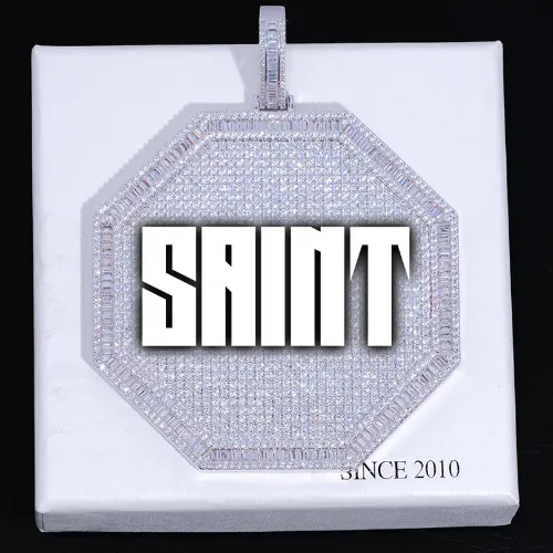 CUSTOM LETTER NECKLACE 3D BIG OCTAGON sold by The GUU Shop