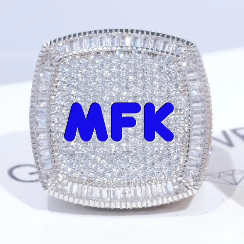 CUSTOM LETTER 3D ICED RING sold by The GUU Shop