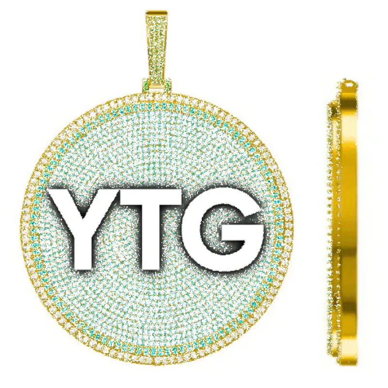 CUSTOM LETTER NECKLACE 3D BIG DISC sold by The GUU Shop