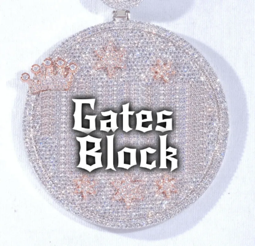 CUSTOM LETTER NECKLACE 3D BIG CROWN DISC sold by The GUU Shop