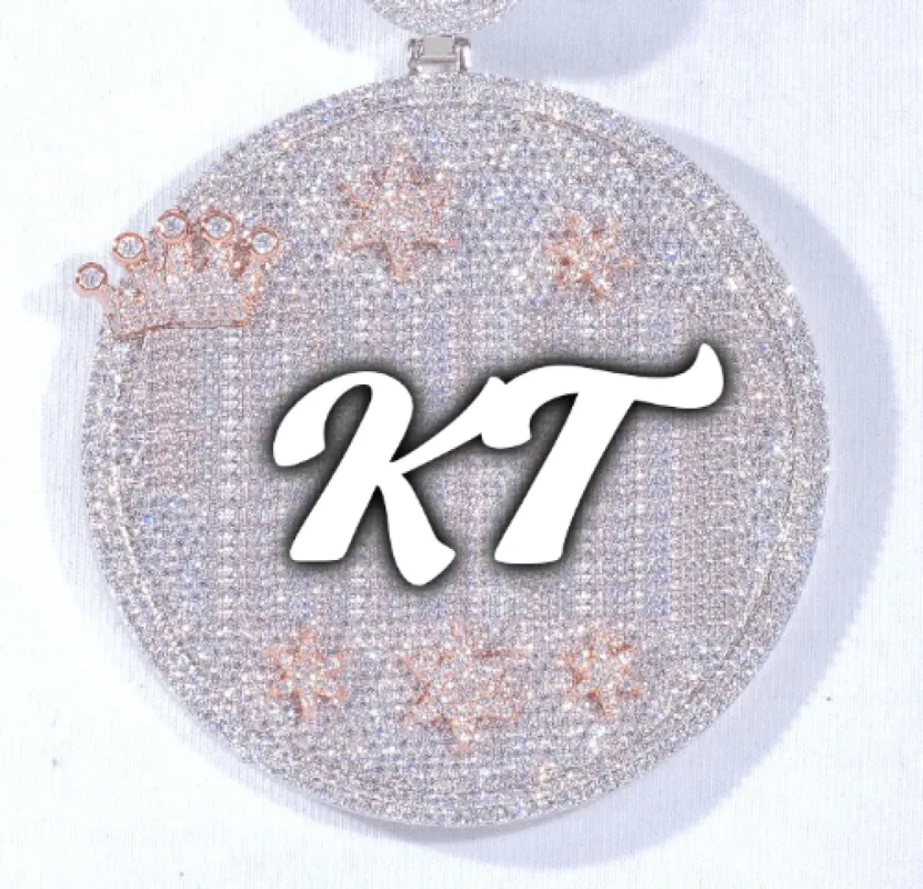 CUSTOM LETTER NECKLACE 3D BIG CROWN DISC sold by The GUU Shop