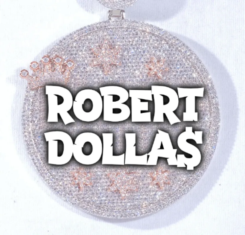 CUSTOM LETTER NECKLACE 3D BIG CROWN DISC sold by The GUU Shop