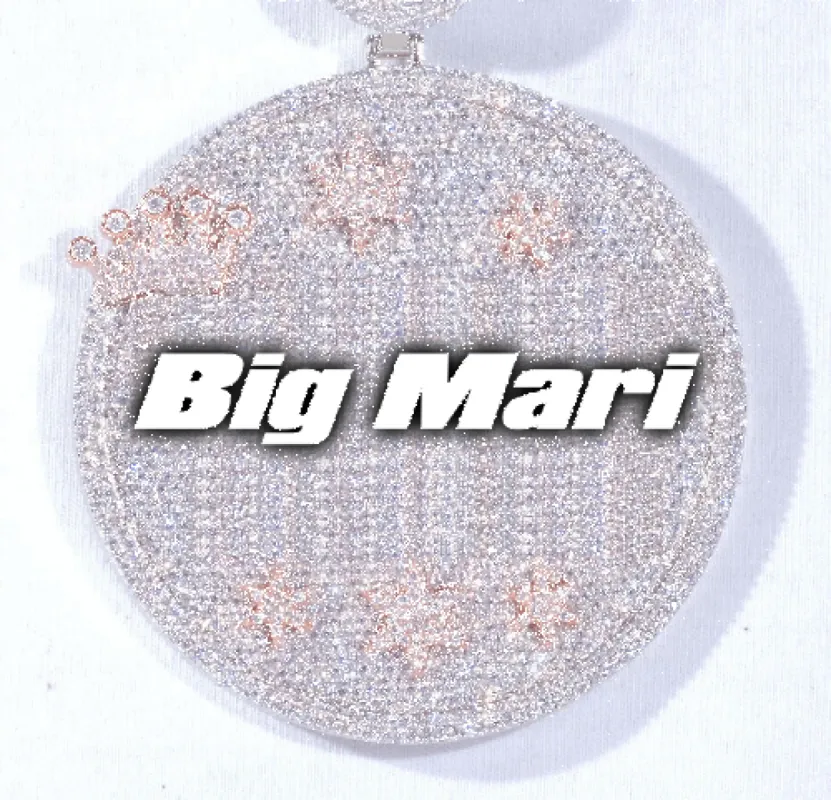 CUSTOM LETTER NECKLACE 3D BIG CROWN DISC sold by The GUU Shop