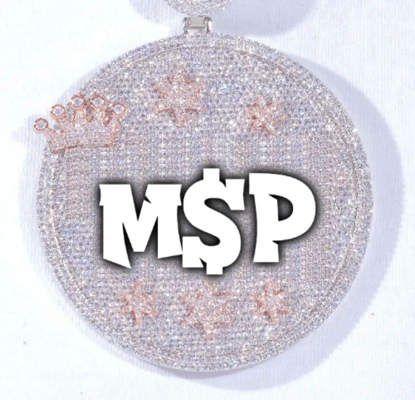 CUSTOM LETTER NECKLACE 3D BIG CROWN DISC made by The GUU Shop