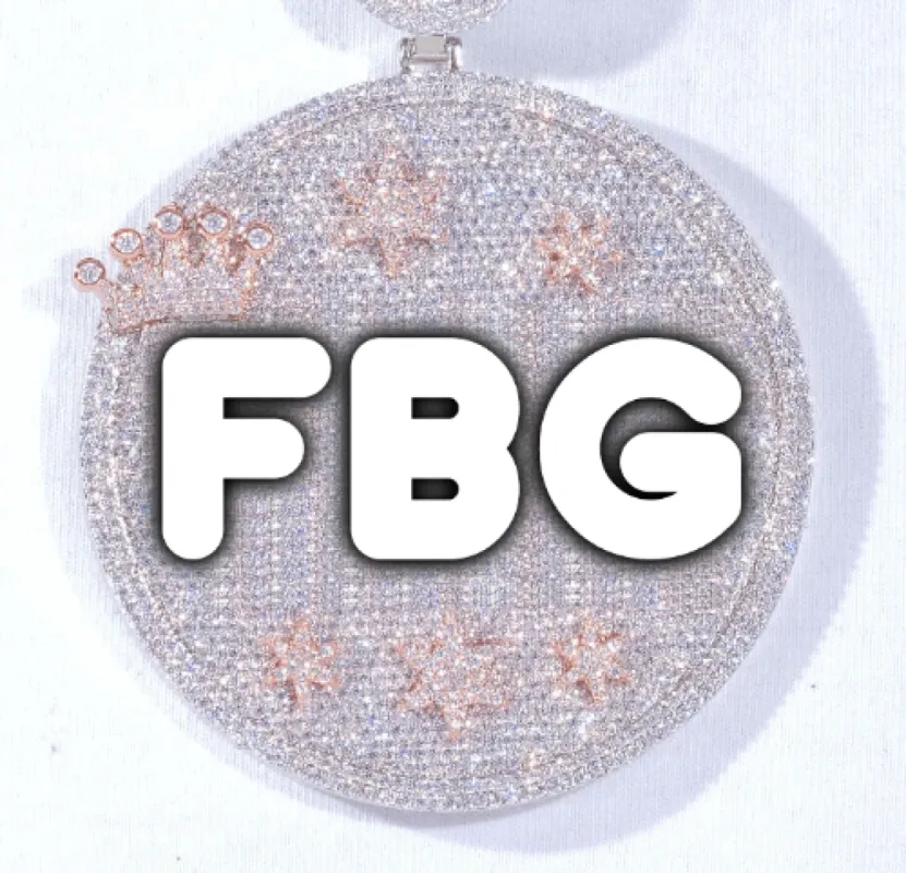 CUSTOM LETTER NECKLACE 3D BIG CROWN DISC sold by The GUU Shop