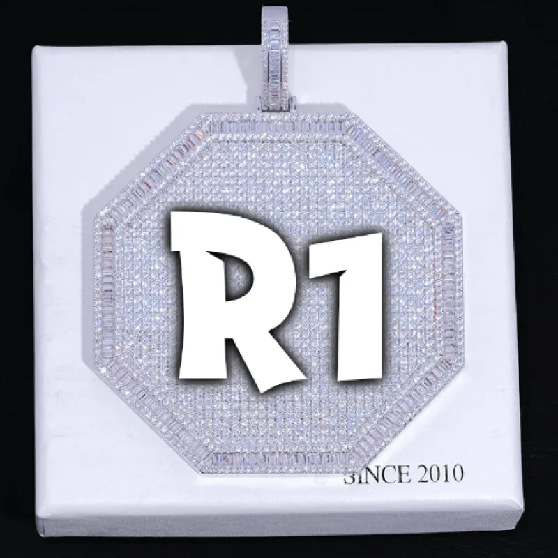 CUSTOM LETTER NECKLACE 3D BIG OCTAGON sold by The GUU Shop