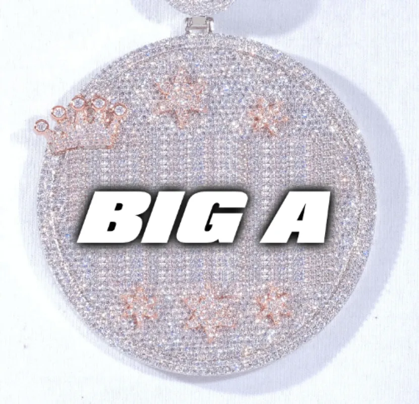 CUSTOM LETTER NECKLACE 3D BIG CROWN DISC sold by The GUU Shop