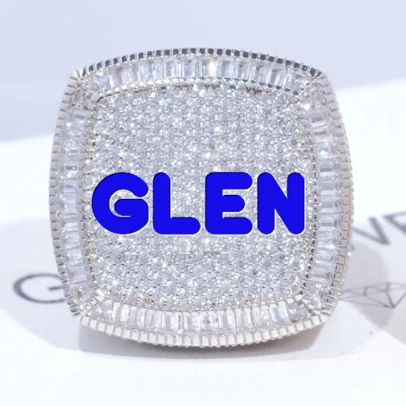 CUSTOM LETTER 3D ICED RING sold by The GUU Shop
