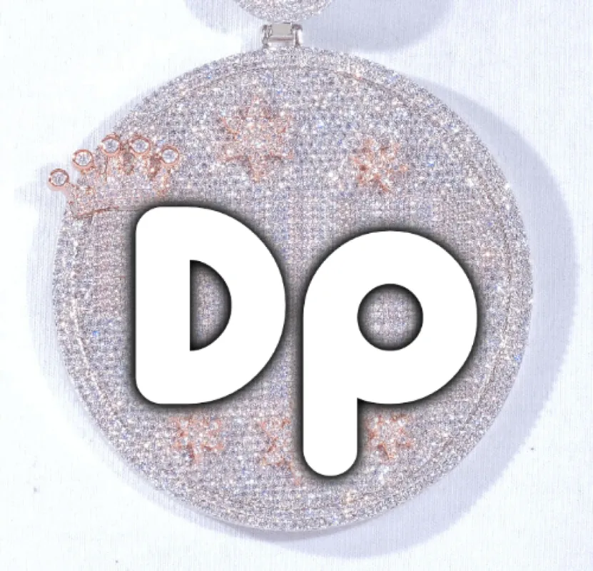 CUSTOM LETTER NECKLACE 3D BIG CROWN DISC sold by The GUU Shop