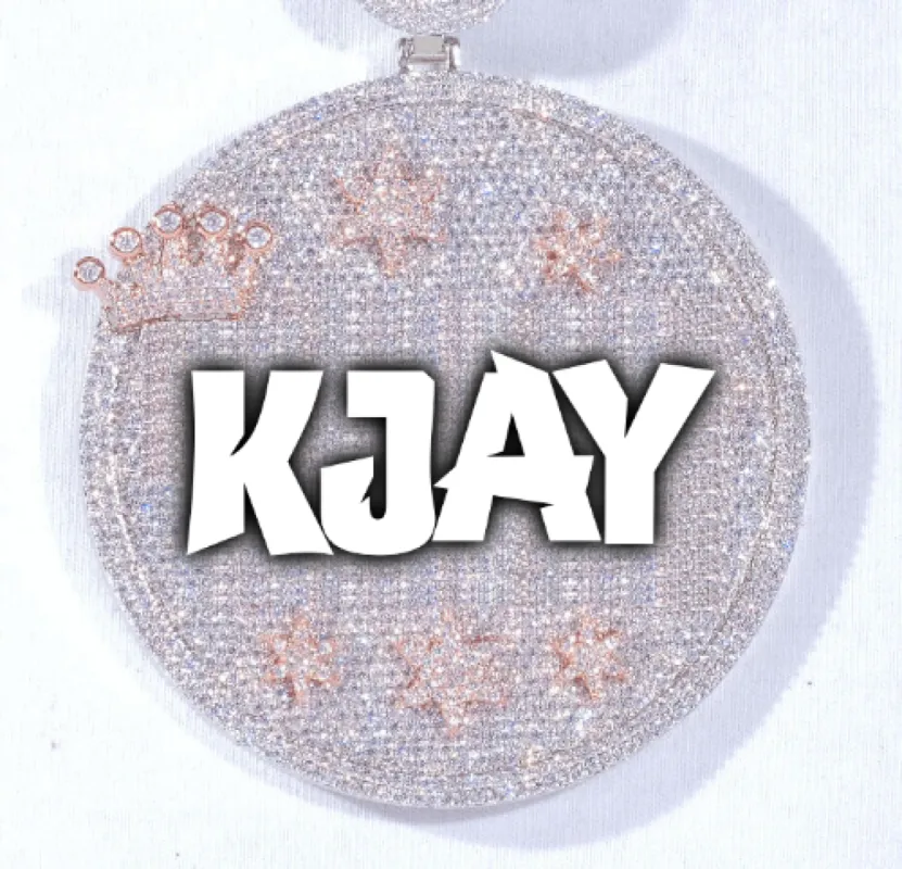 CUSTOM LETTER NECKLACE 3D BIG CROWN DISC sold by The GUU Shop