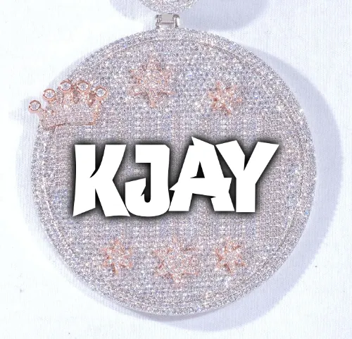 CUSTOM LETTER NECKLACE 3D BIG CROWN DISC sold by The GUU Shop