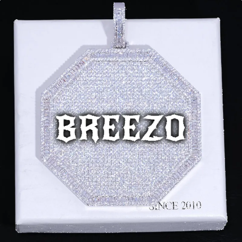 CUSTOM LETTER NECKLACE 3D BIG OCTAGON sold by The GUU Shop