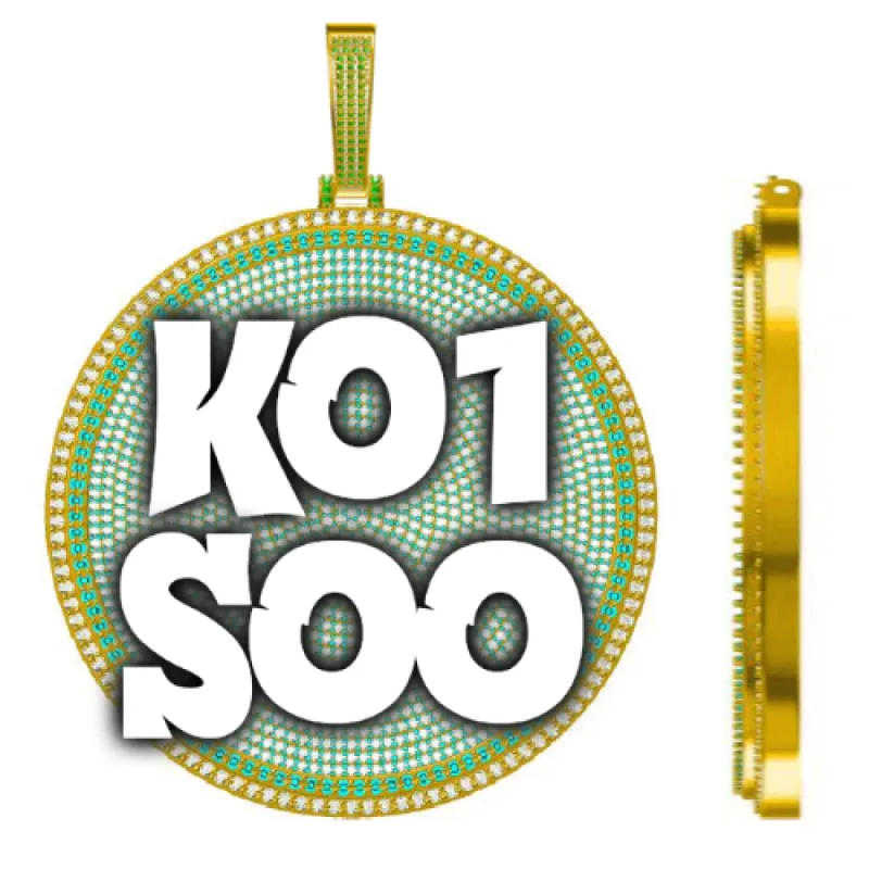 CUSTOM LETTER NECKLACE 3D BIG DISC sold by The GUU Shop