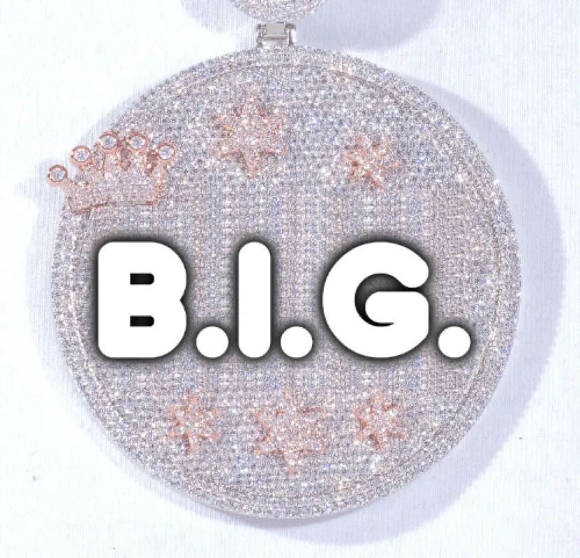 CUSTOM LETTER NECKLACE 3D BIG CROWN DISC sold by The GUU Shop