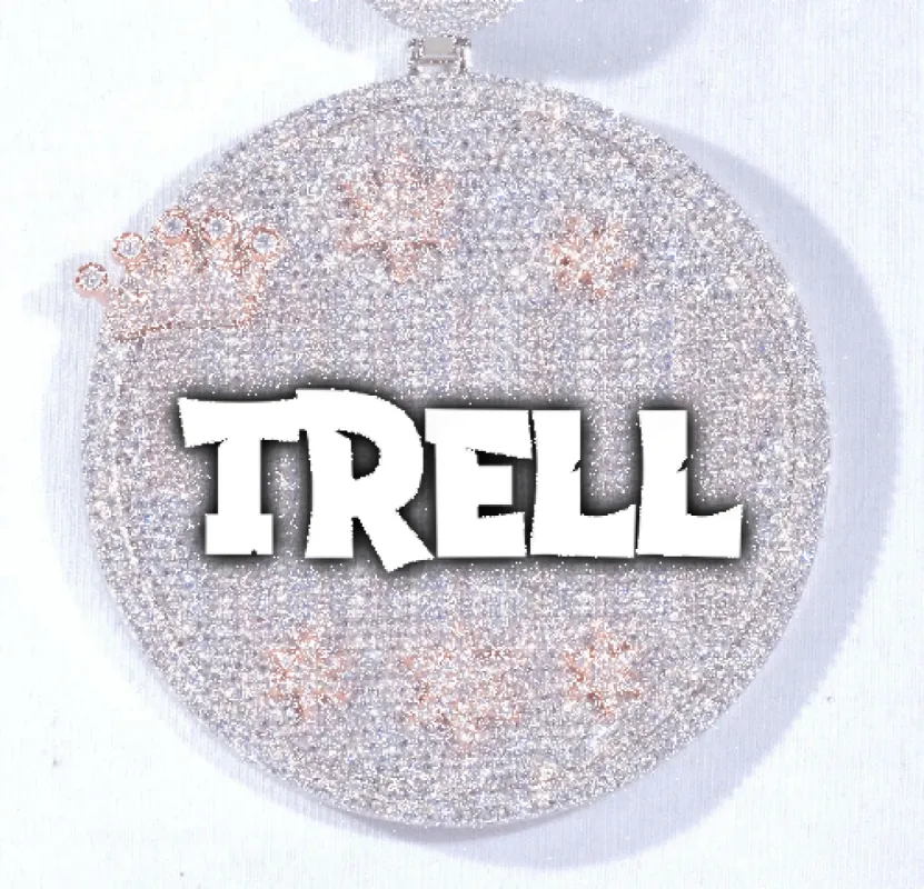 CUSTOM LETTER NECKLACE 3D BIG CROWN DISC sold by The GUU Shop