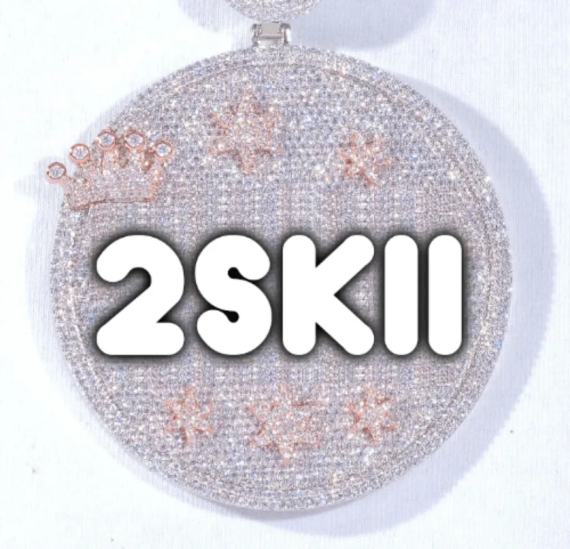 CUSTOM LETTER NECKLACE 3D BIG CROWN DISC sold by The GUU Shop