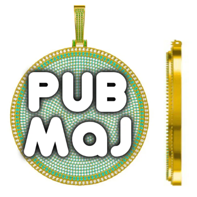 CUSTOM LETTER NECKLACE 3D BIG DISC sold by The GUU Shop