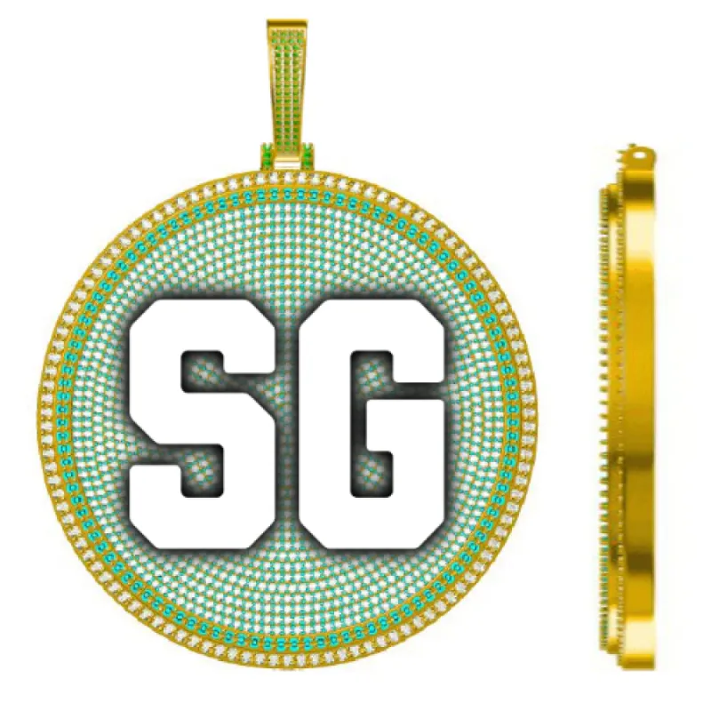 CUSTOM LETTER NECKLACE 3D BIG DISC made by The GUU Shop