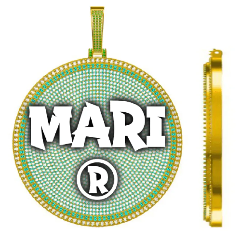 CUSTOM LETTER NECKLACE 3D BIG DISC sold by The GUU Shop