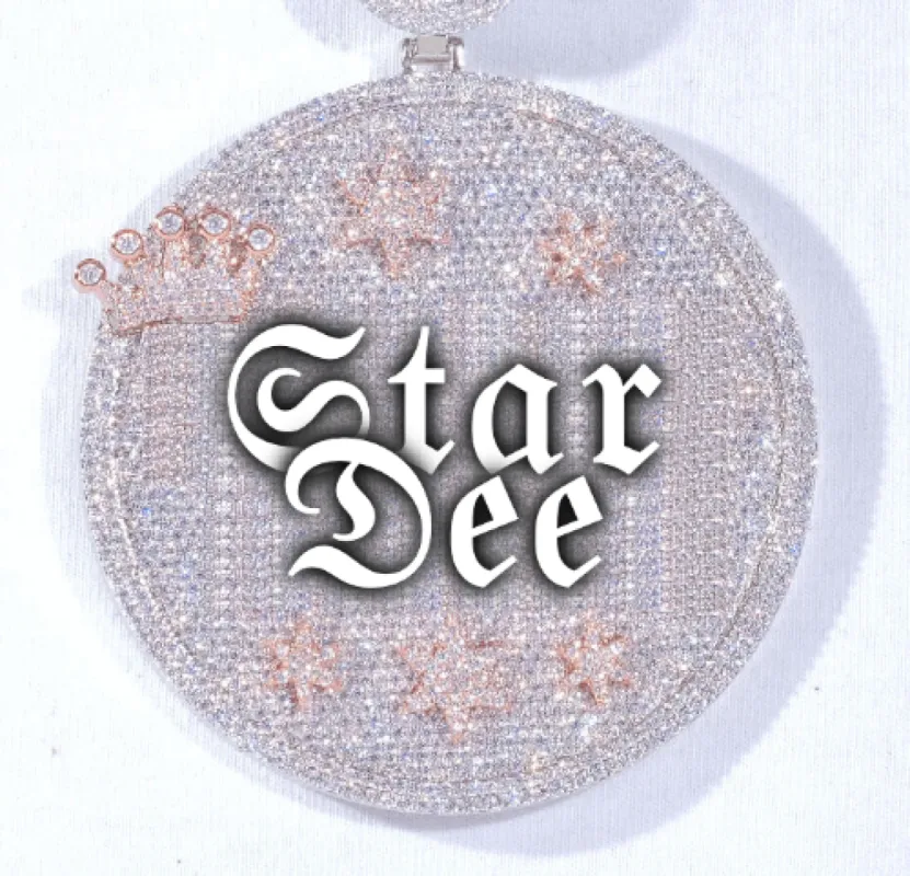 CUSTOM LETTER NECKLACE 3D BIG CROWN DISC sold by The GUU Shop