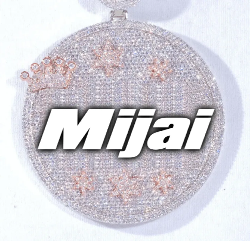 CUSTOM LETTER NECKLACE 3D BIG CROWN DISC sold by The GUU Shop