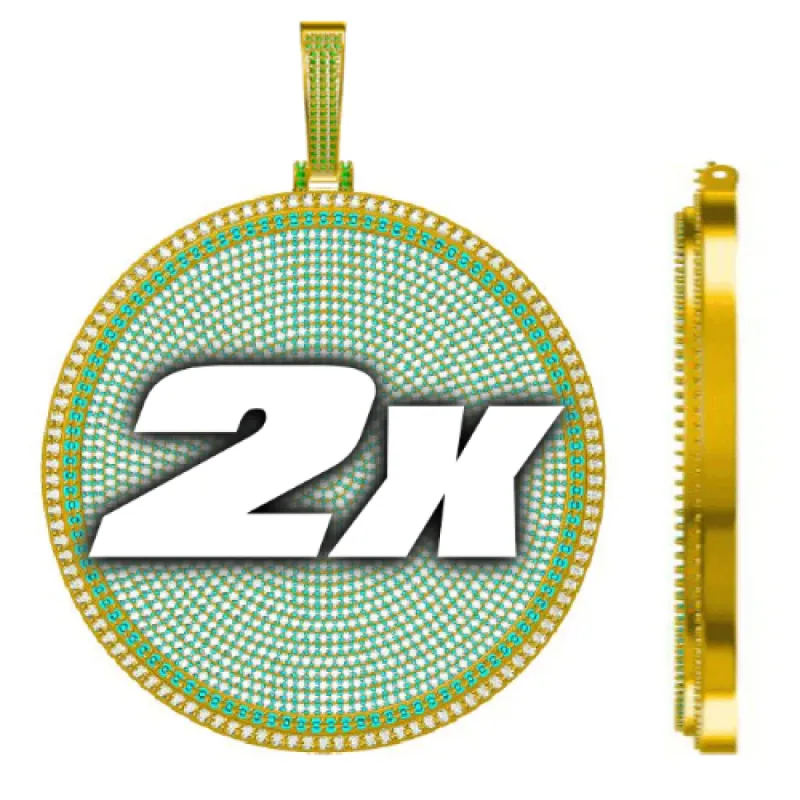 CUSTOM LETTER NECKLACE 3D BIG DISC sold by The GUU Shop