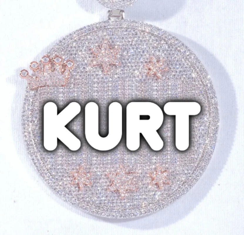 CUSTOM LETTER NECKLACE 3D BIG CROWN DISC sold by The GUU Shop