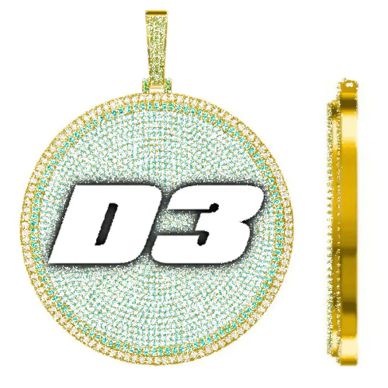 CUSTOM LETTER NECKLACE 3D BIG DISC sold by The GUU Shop