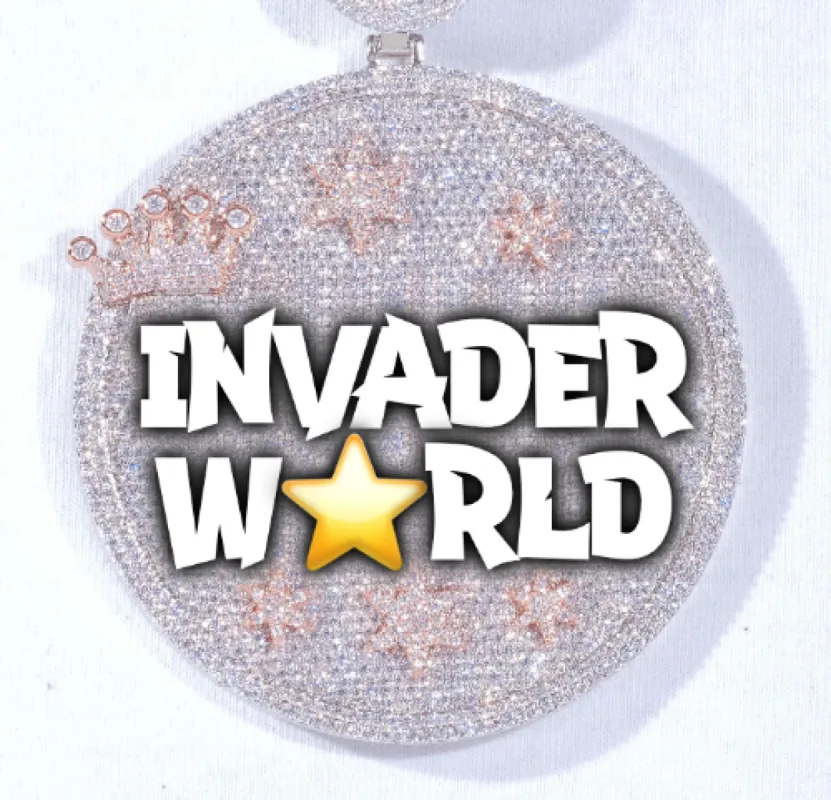 CUSTOM LETTER NECKLACE 3D BIG CROWN DISC sold by The GUU Shop