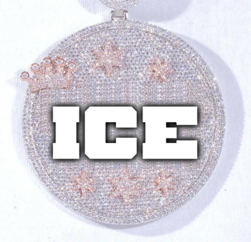 CUSTOM LETTER NECKLACE 3D BIG CROWN DISC sold by The GUU Shop